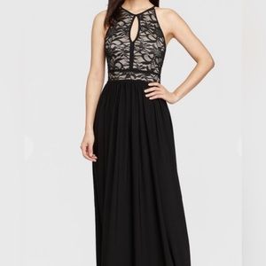 David’s Bridal Nightway lace keyhole halter dress with jersey skirt